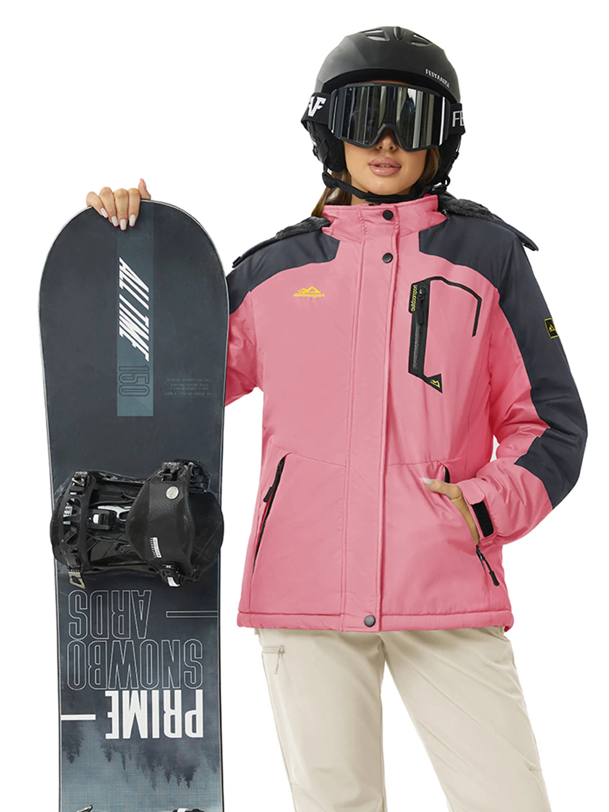 Womens Ski Jacket Waterproof Insulated Snow Jacket Warm Windproof Winter Coats with Hood Fleece Lined Jacket