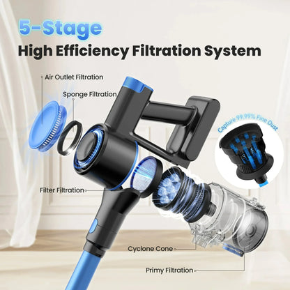 INSE N8 Cordless Vacuum Cleaner Lightweight Stick Vacuum with Powerful Suction 2200mAh Battery 40 Mins Runtime for home cleaning