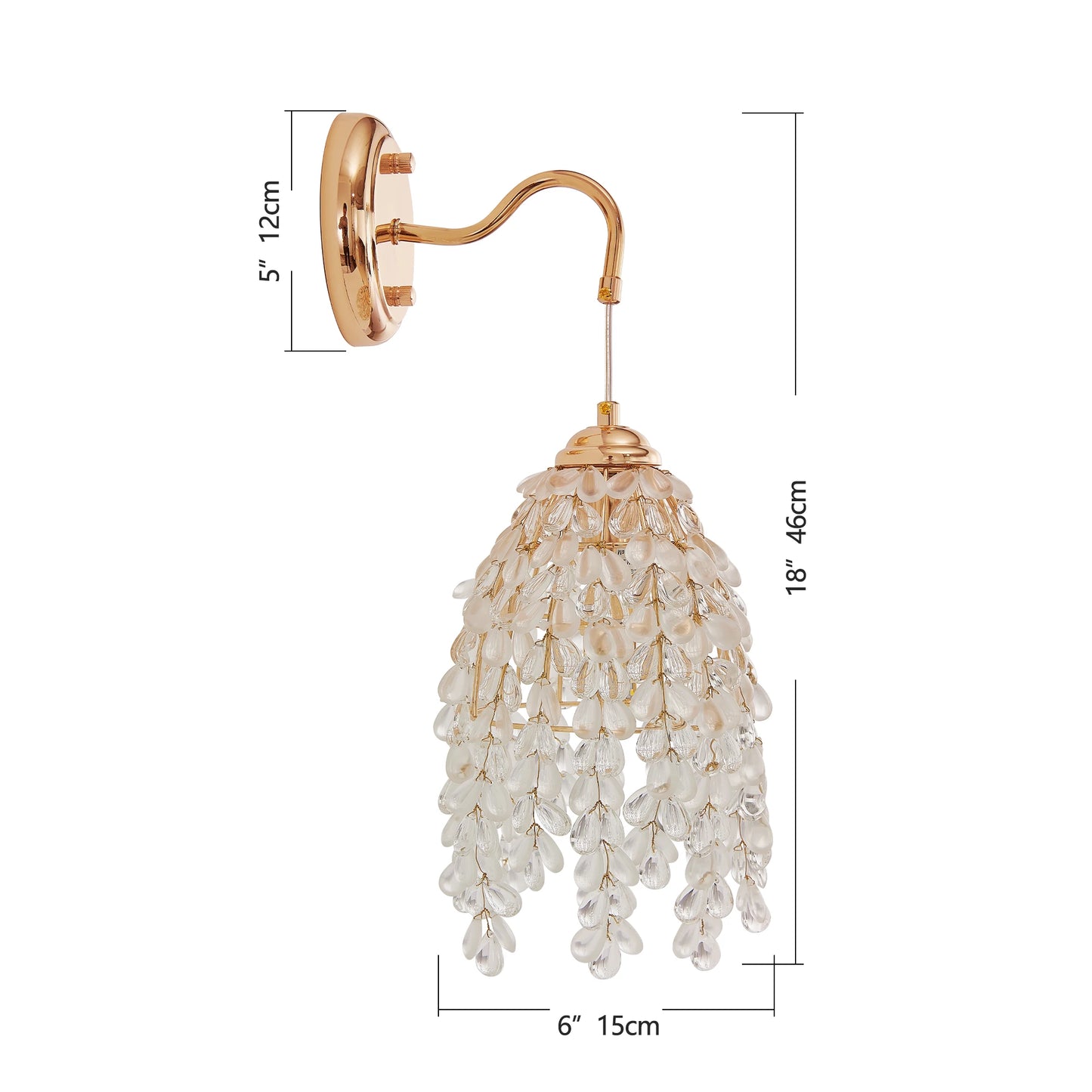 ARLGSITE Luxury Set of 2 Gold Frame and Crystal Grape-Shaped Bead String Wall Sconces , Elegant Hanging Light Fixture (No Bulb)