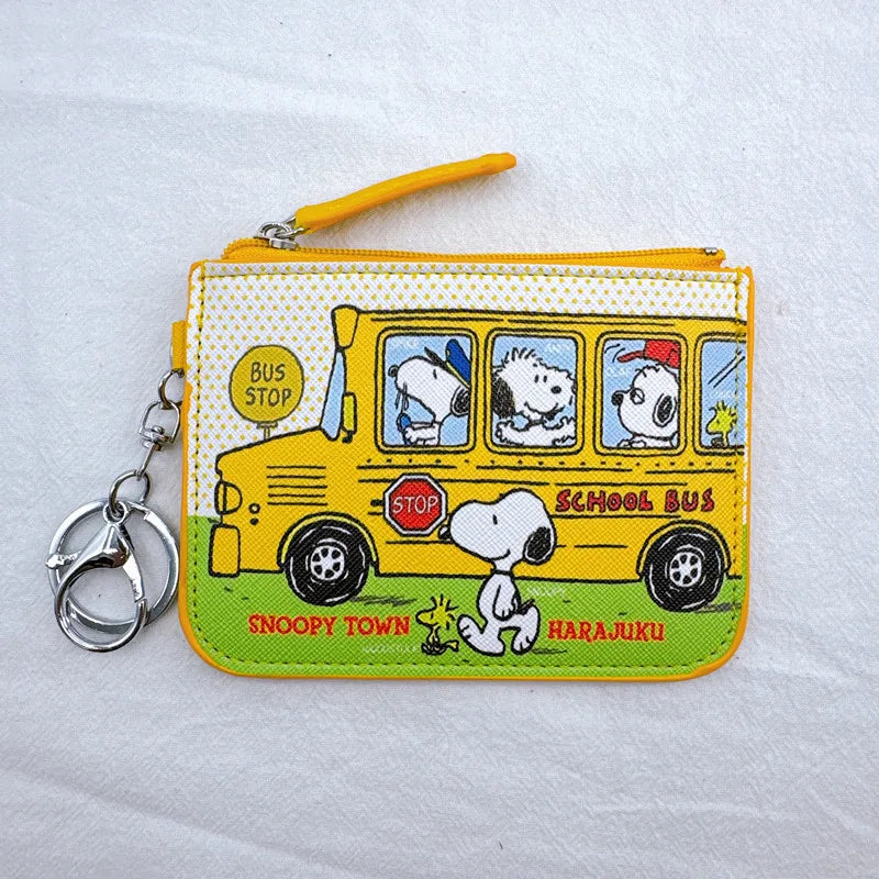 Snoopy Coin Purses Charlie Brown Cute Wallet Women Leisure Woodstock Zipper Card Holder Coin Pouch Lady Cases Giirls