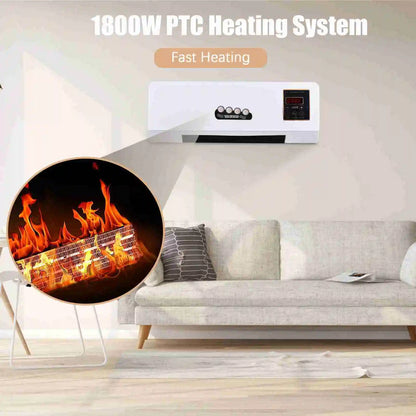 Air Conditioning Heater Fan Combo 2 in 1 Heating Nature Wind Timing Digital Display Wall Mounted Space Heater for Home Office
