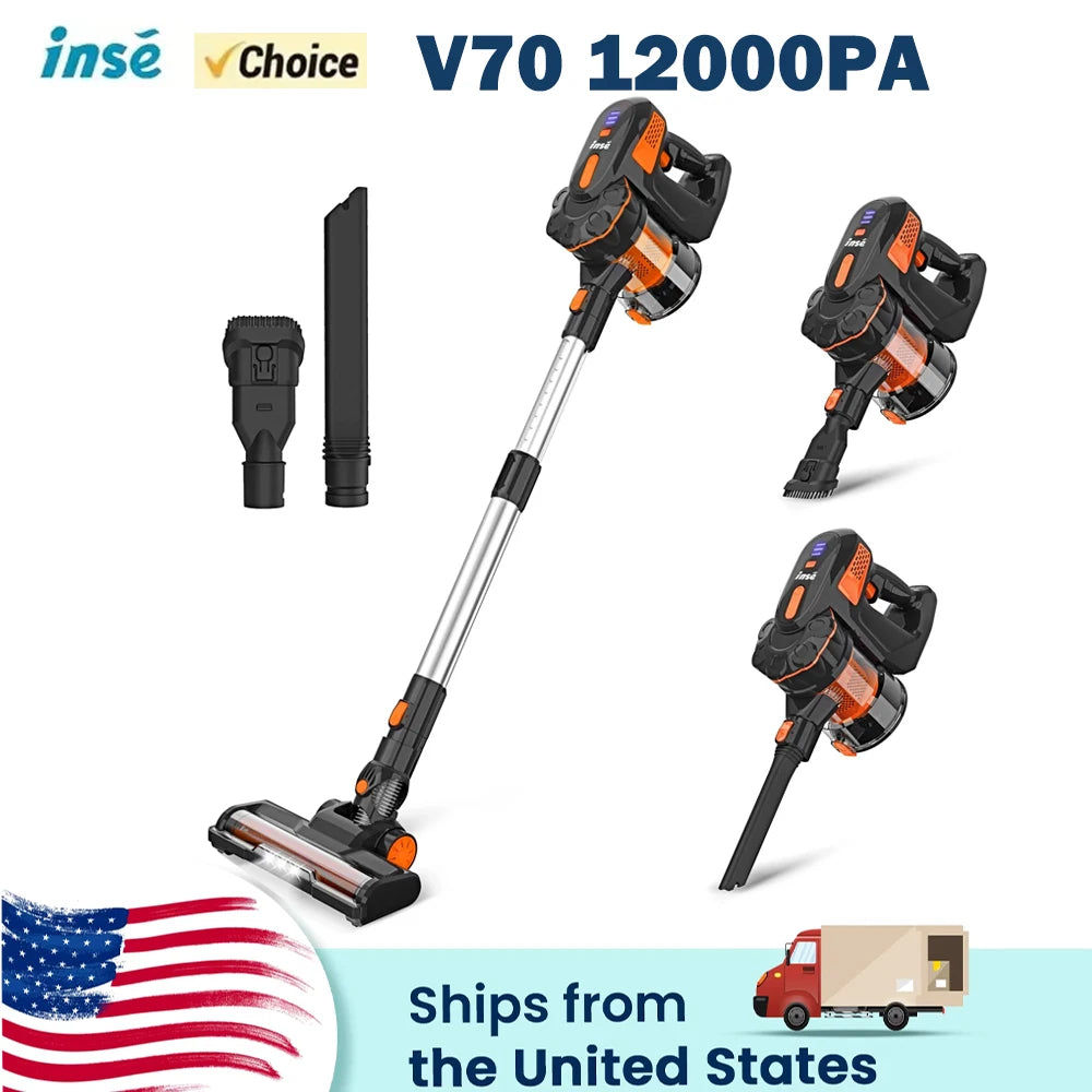 INSE V70 Cordless Vacuum Cleaner 16KPa Stick Vacuum Up to 40min Runtime 10-in-1 Home Cleans for Hardwood Floor Pet Hair Home Car