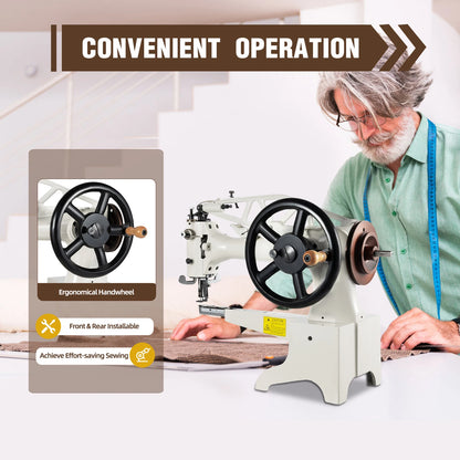 Heavy Duty Sewing Machine Cast Iron Manual Electric Compatible 500SPM for Leather Shoes Bags Canvas Repair SM-2972