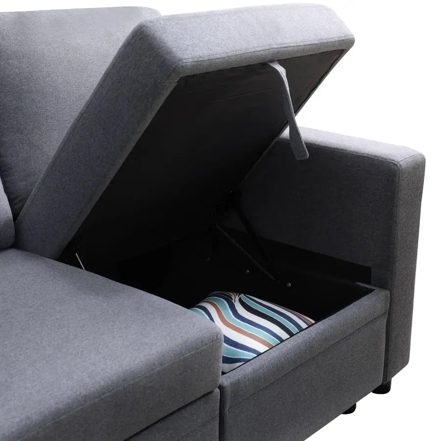 Sofa Couch Bed, Convertible Sofa Bed with Armrests, Sectional Sofa with Storage Seat U Shaped Sectional Couch with Reversible C