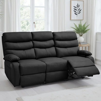 Manual 3 Seat Reclining Sofa Leather 3-Seater Manual Reclining Couch with Overstuffed Arms 3 Seater Couch Recliner, Customized