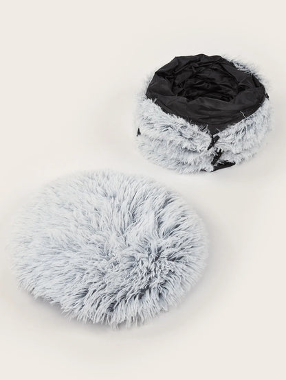 Plush Cat Bed with Tunnel for Indoor Cats, Multifunctional Cat Tunnel Bed with Peephole, Fluffy Donut Cat Bed with Tunnel