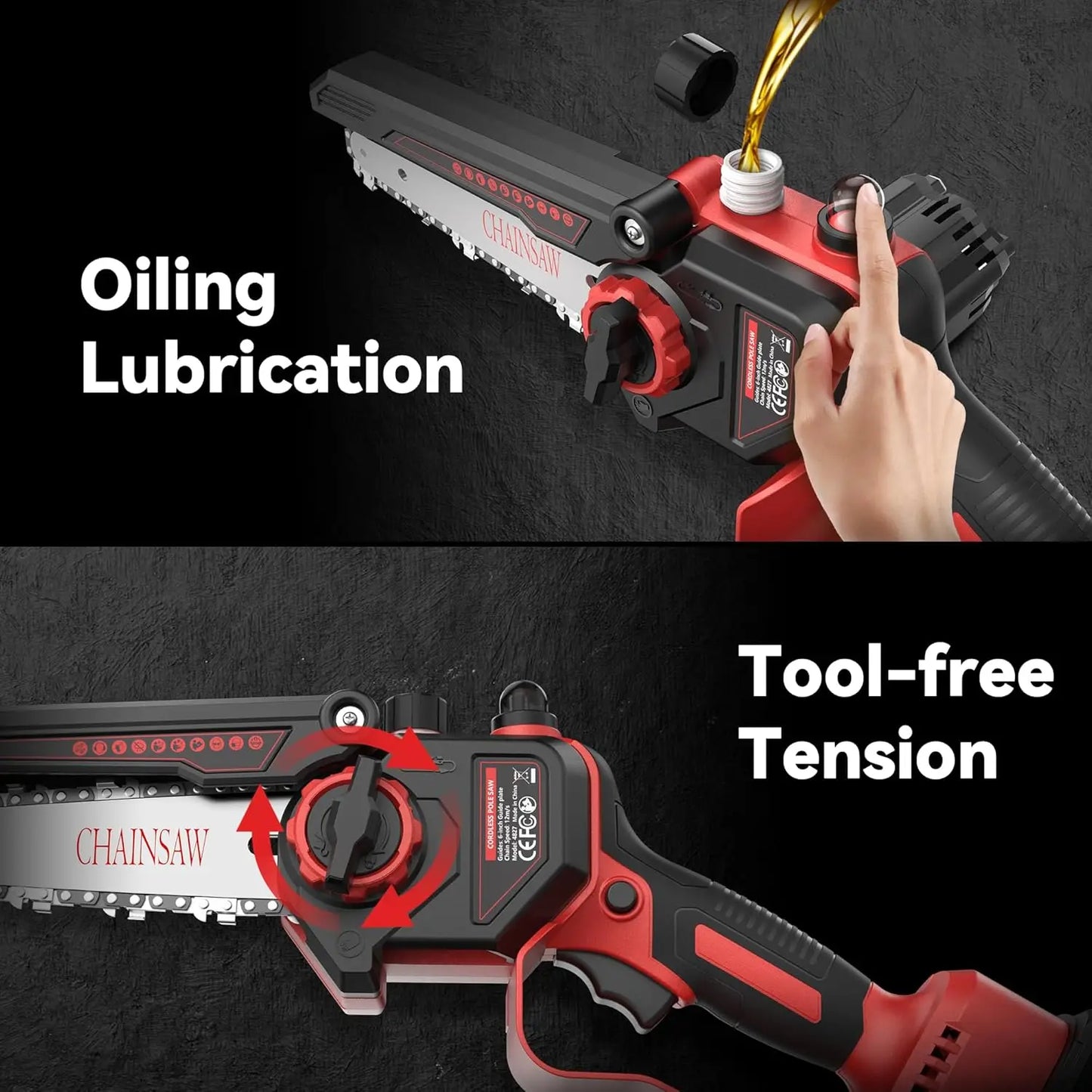 2-in-1 Electric Pole Saws Battery Powered: 6 Inch Mini Chainsaw Cordless with 15.5ft Long Reach Extension Pole