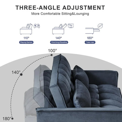 3 in 1 Convertible Sleeper Sofa Bed, Futon Couches for Living Room with Side Pocket | Adjustable Backrest| Velvet, Customized