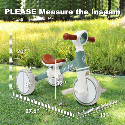 4 in 1 Toddler Balance Bike for 1-4 Years Old Boys Girls Gift, 3 Wheel Kids Tricycle with Easy Assembly Removable Pedal