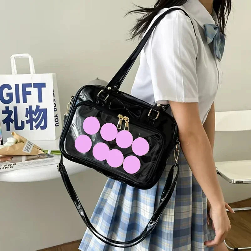 Transparent Japanese Cute Patent Leather Itabag Fashion Girls  Student JK Shoulder Bag Personality Crossbody Bag Ita Bag Сумка