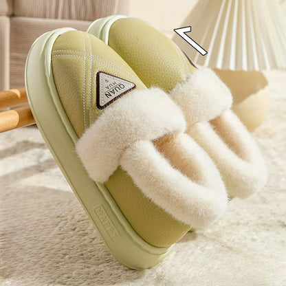 New Fashion Women's Cotton Slippers Men Winter Warm Home Cotton Shoes Waterproof Garden Shoes Indoor Slip on Concise Shoes