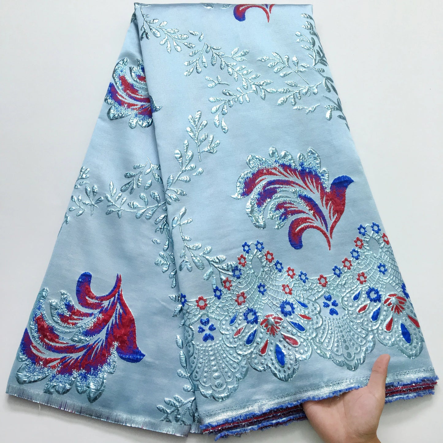 SJD LACA African Brocade Lace Fabrics 2025 High Quality Tulle Damask Nigerian Jacquard French Lace For Sewing Women Dresses 2485