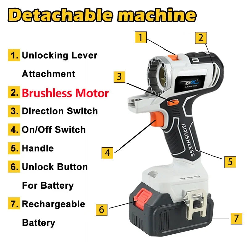 18V Brushless  2/5/10/12-in-1 Multi tool Chainsaw Drill reciprocating/circular saw oscillating tool combo