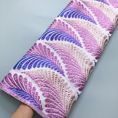 SJD LACE African Damask Lace Fabric 2025 High Quality French Gild Brocade Jacquard Lace For Women Wedding Party Dresses Sew 4012