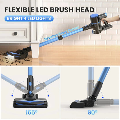 INSE N8 Cordless Vacuum Cleaner Lightweight Stick Vacuum with Powerful Suction 2200mAh Battery 40 Mins Runtime for home cleaning