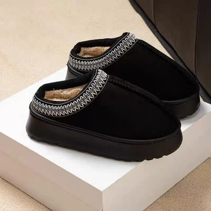 2025 Platform Fluffy Slippers Women/men House Flats Fashion Plush Winter Shoes Ladies Home Elegant Casual Footwear Large Size