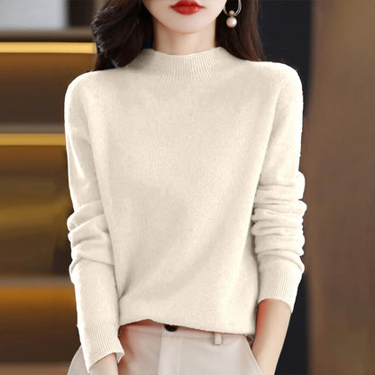 100% Pure Wool Half-Neck Pullover In Autumn And Winter New Cashmere Sweater Women'S Casual Knit Top Warm Jumper Tops 17 Colors