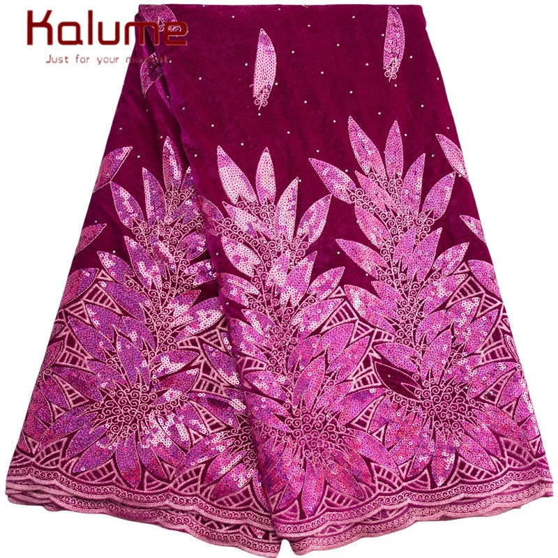 Kalume African Tulle Lace Fabric Sequins 2025 Nigerian Tulle Velvet Lace Fabric Tissue Fabric for Party Sew Cloth F3576