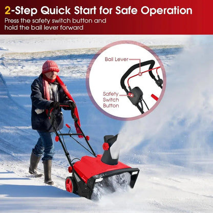 20 Electric Snow Blower 15-AMP Corded Snowblower with LED Headlights 180 Rotating Chute 30FT Throwing Distance 10 Depth Clearin