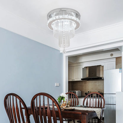 Modern Crystal Chandelier Ceiling Lamp Led Pendant Light Stainless Steel Fixture Aisle Lustre Dining Room Living Room Home Decor