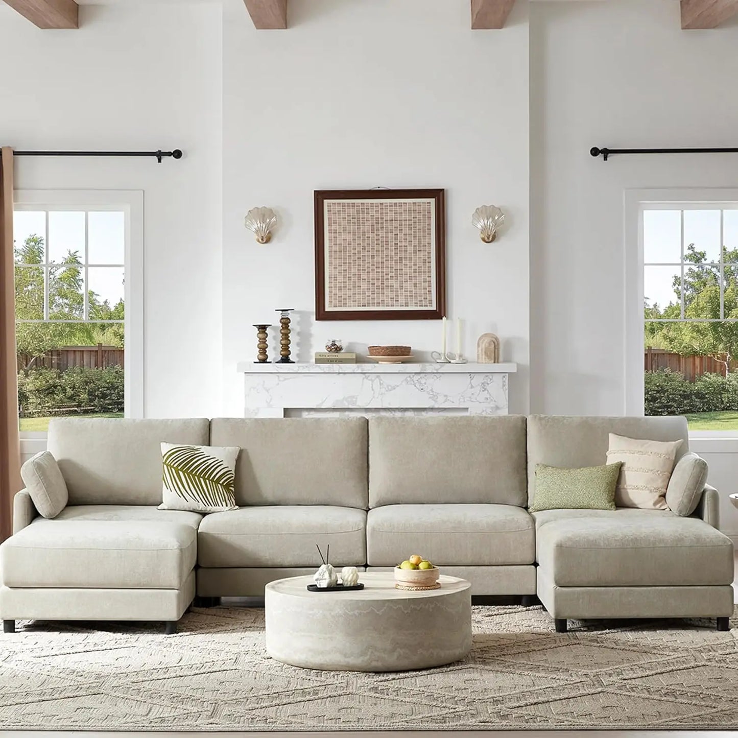 U Shaped Modular Sectional Sofa with 2 Ottoman, Modern Cloud Couch for Living Room and Apartment, 6 Seat Extra Comfty Sofa, Remo