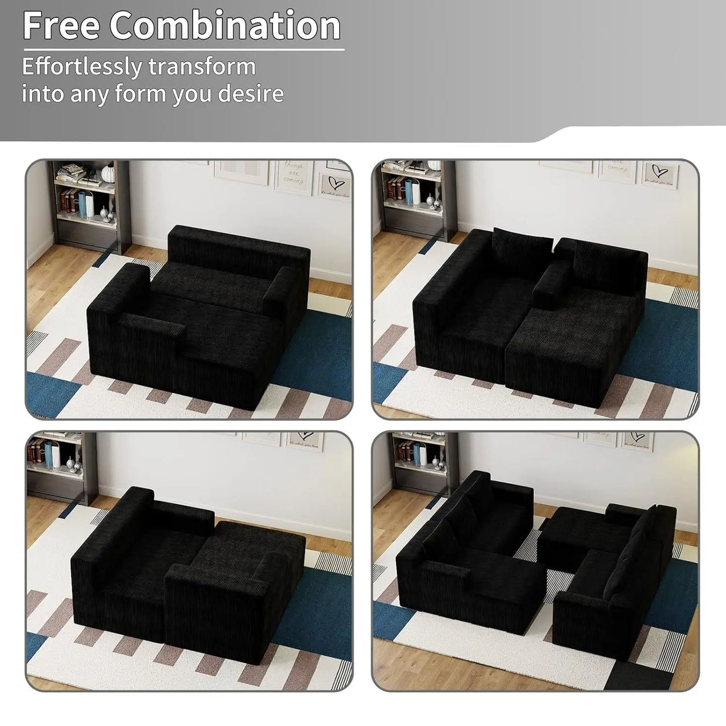 87" Cloud Couch, Boneless Couch for Living Room, Modular Sectional Sofa with Deep Seat, Small Couches for Small, Customized