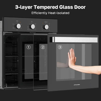 24 Inch Single Wall Oven, 2.79 Cu. Ft. Built-in Electric Wall Oven with 5 Cooking Functions
