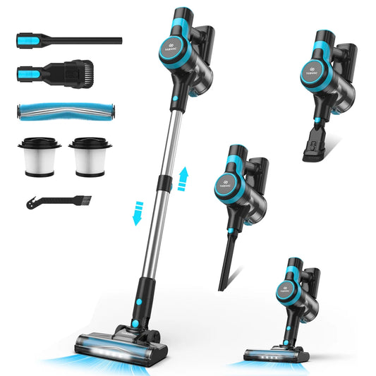 TASVAC 28KPa Cordless Vacuum Cleaner Powerful Suction 6-in-1 Lightweight Handheld Stick Vacuum 40min Runtime for Carpet Pet Hair