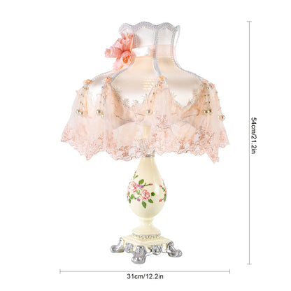 Princess Style Stained Table Lamp with 12.2-inch Wide Lampshade, Pink