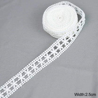 5Yard/rol White Lace Ribbon Tape Fabric Wedding Decoration Gift Wrapping Embroidered Lace Trim DIY Clothes Sewing Craft Supplies