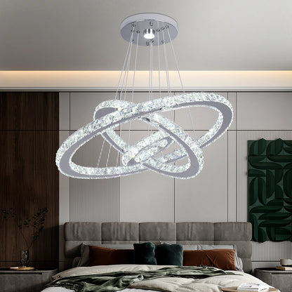 Crystal Ceiling Chandelier 3 Rings Hanging Chandelier In The Living Room Home Decoration Luxury Kitchen Light Led Lighting
