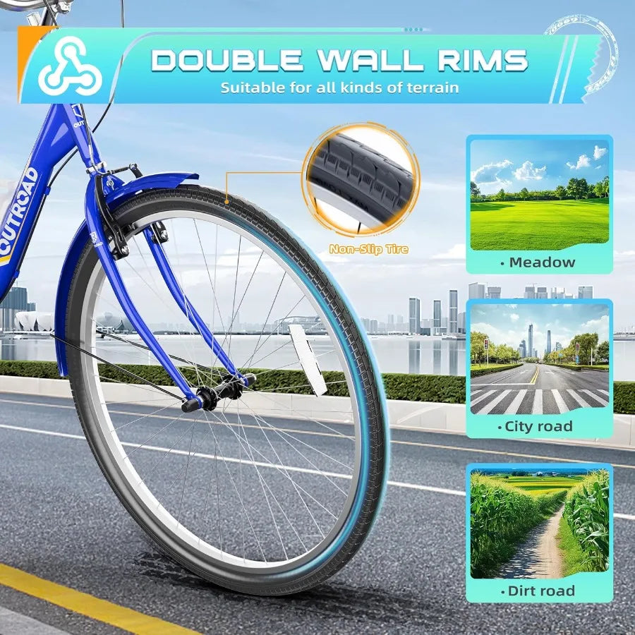 24 26 Inch 1 7Speed Adult Tricycle with Basket 3 Wheel Adult Tricycle Cruise Bike for Women Men Seniors