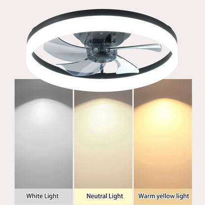 LED fan light ，20 inch modern acrylic black ceiling fan light with remote control, dimmable , 6-speed adjustable, silent motor