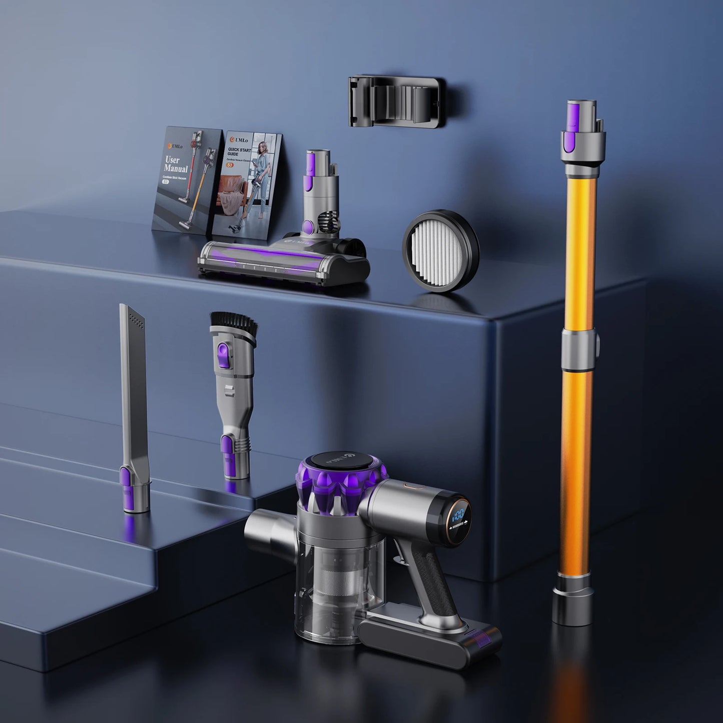 YISORA Cordless Vacuum Cleaner, 30Kpa 55Mins Running Time Wireless Vacuum Cleaner with Touchscreen for Pet Hair, Carpet