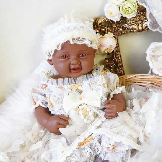 Waterproof Weighted Baby Girl 17.3" Lifelike Full Body Silicone Reborn Dolls Soft Handmade Newborn Dolls for Collector Gift