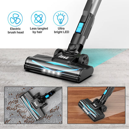 INSE N520 Cordless Vacuum Cleaner, 28Kpa 6-in-1 Rechargeable Stick Vacuum Lightweight for Carpet Hardfloor Pet Hair Home