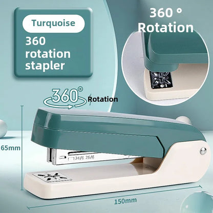 Large 360 Degree Rotatable Stapler for Students Home Office Use Stapling Machine Strong Clutch Large Capacity Staple Extractor