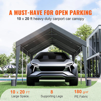 SucceBuy Carport 10x20ft Heavy Duty Car Canopy Garage with 8 Reinforced Poles and 4 Weight Bags UV Resistant Waterproof Tarp