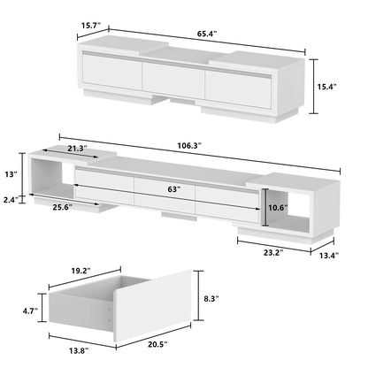 FUFU&GAGA Modern TV stand with 3 drawers, expandable TV console for TVs up to 120'', entertainment center for living room