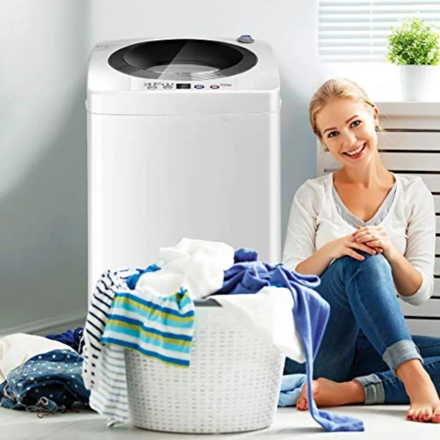 Compact Portable Washing Machine Full Automatic Washer and Dryer Combo with Builtin Pump Drain 8 LBS Capacity for Apartment RV