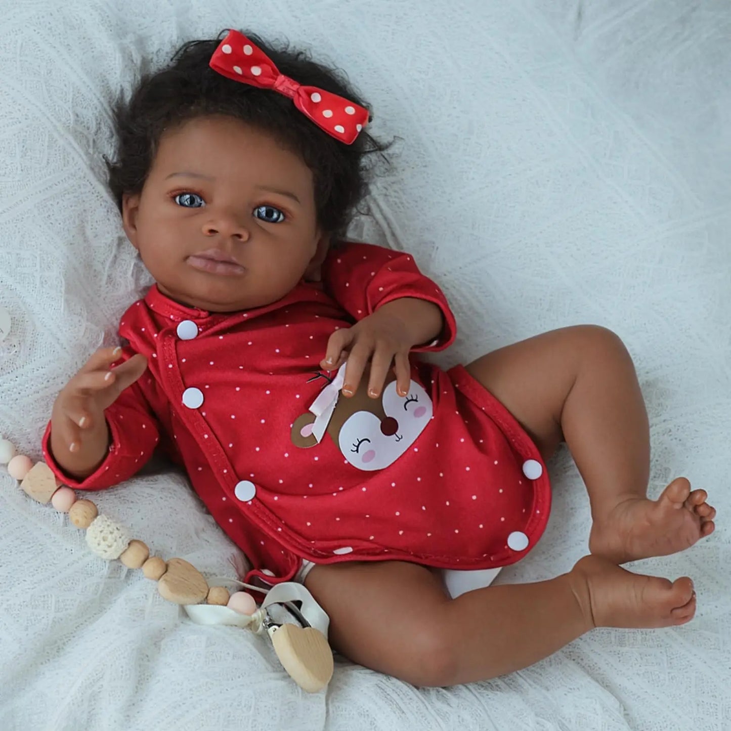 Risbecko 20 Inch Lifelike Black Reborn Baby Doll - African American Soft Cloth Body Doll - Birthday Gift/Christmas Gift