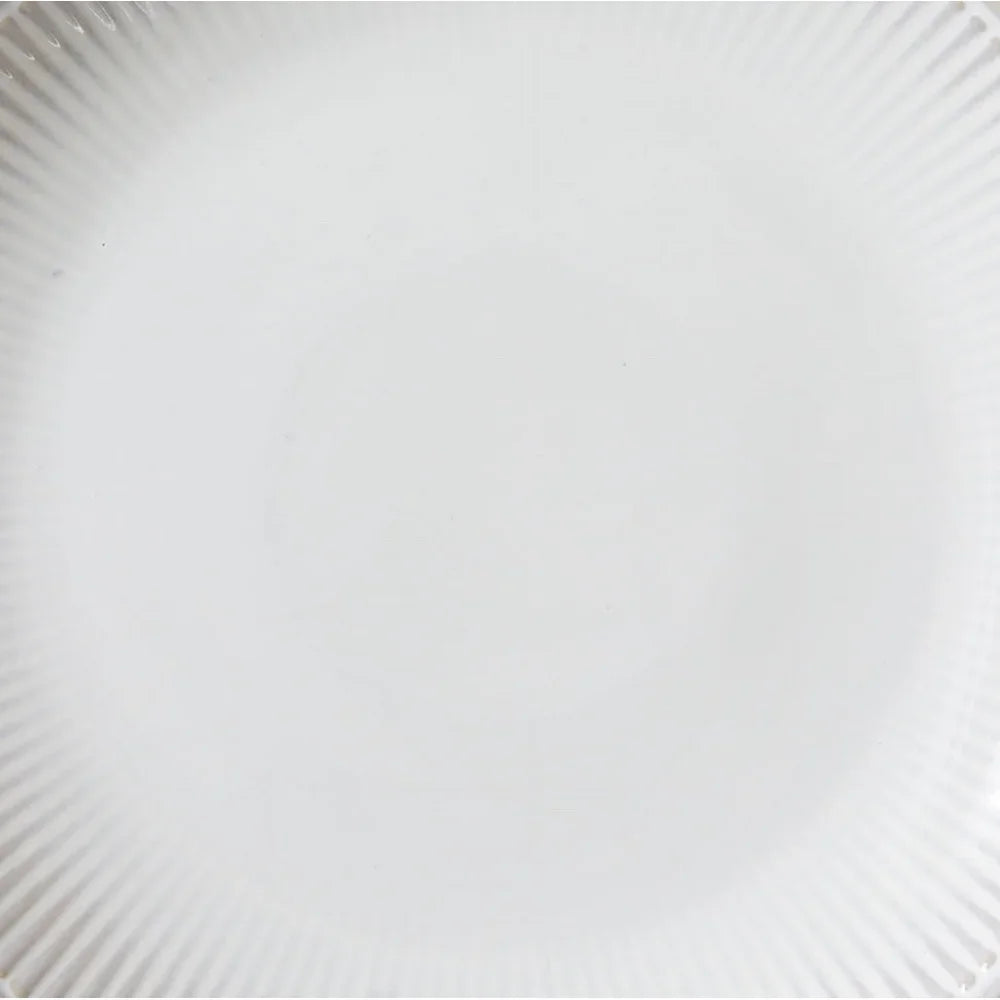 Elegant 10.5 Inch Stoneware Dinner Plate Ribbed Edge Microwave Dishwasher Safe Durable Ceramic Dish