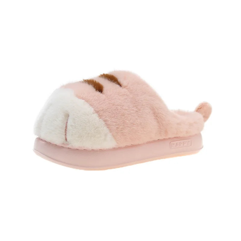 New Adorable Kitty Claw Slippers Women's Home Shoes Non Slip Furry Mules Female Fashion Warm Fluffy Slides Outdoor Cat Slippers