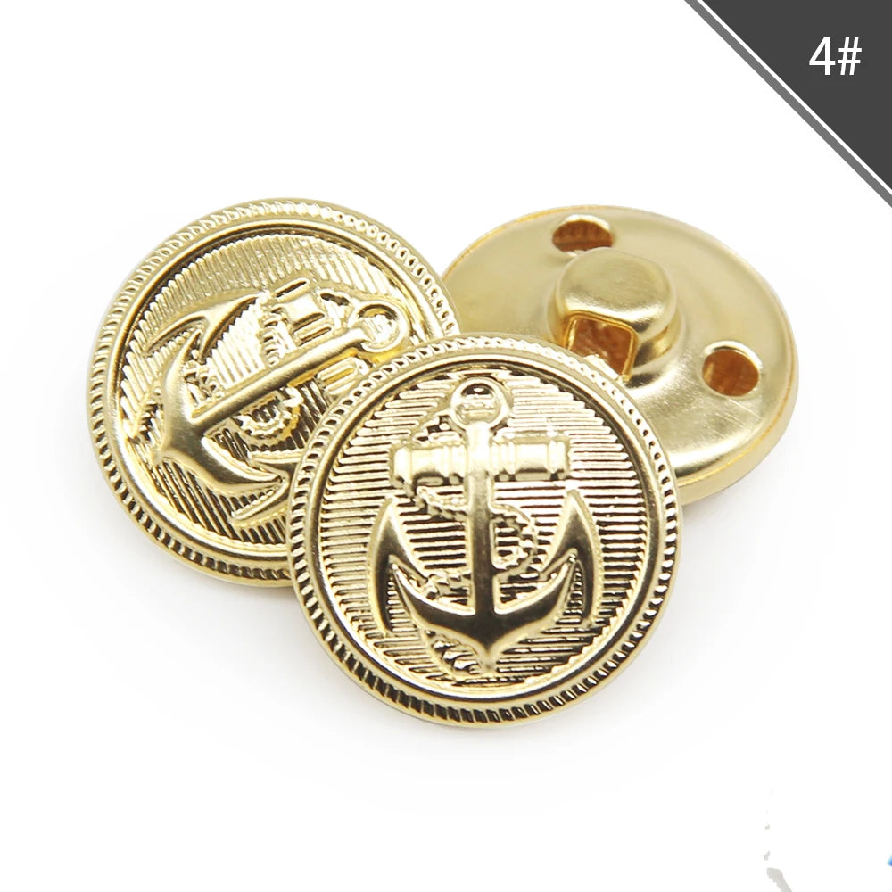 10pcs/lot 15/18/20/23/25mm vintage copper metal buttons garment overcoat sewing accessories buttons for clothing crafts DIY