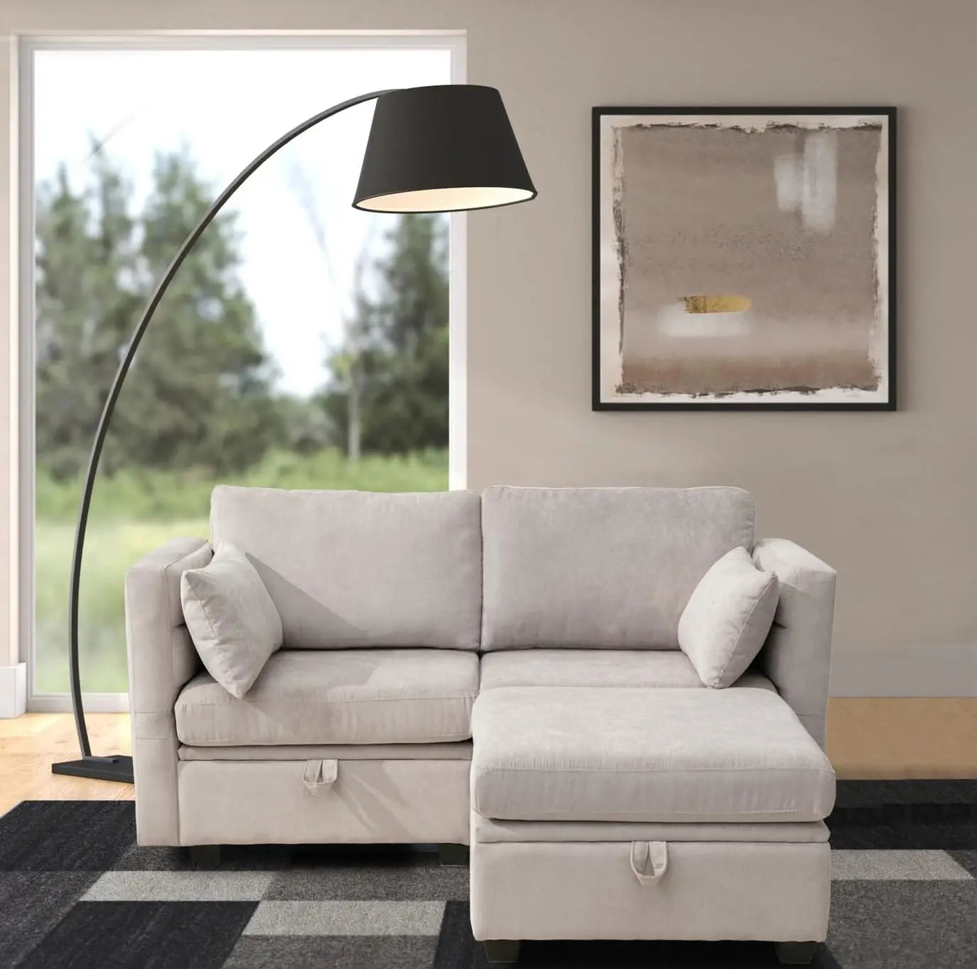 Loveseat Sofa with Seats Storage Modular Sectional Sofa Small Couch with Ottoman for Small Spaces Convertible L, Customized
