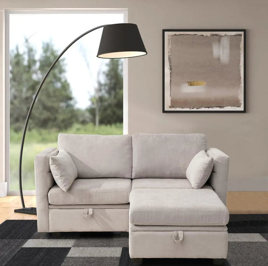 Loveseat Sofa with Seats Storage Modular Sectional Sofa Small Couch with Ottoman for Small Spaces Convertible L, Customized