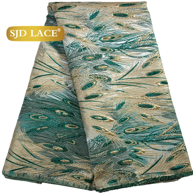 SJD LACE African Lace Fabric 2025 High Quality French Gild Brocade Jacquard Lace Fabric For Women Wedding Party Dresses Sew 3464