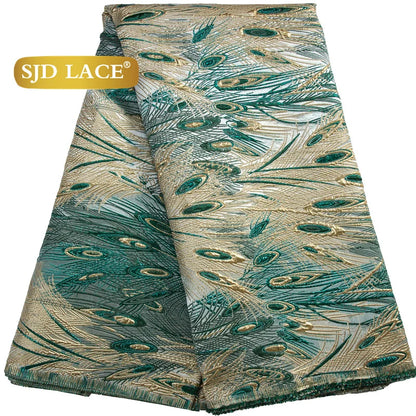 SJD LACE African Lace Fabric 2025 High Quality French Gild Brocade Jacquard Lace Fabric For Women Wedding Party Dresses Sew 3464