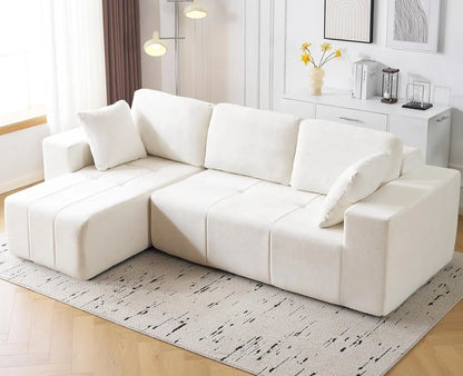 105" Cloud Modular Sectional Couch,Chenille Boneless Couches with Deep Seat,Upholstered L-Shape Sofa with Chaise