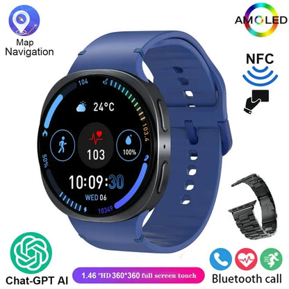 2026 New Men Watch 8 GPS Smart Watch 1.46inch AMOLED Health Sports Tracker Heart Rate NFC Bluetooth Call Waterproof Smartwatch
